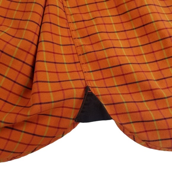Tommy Hilfiger Button Down Long Sleeve Shirt Mens Sz L Orange Windowpane - Picture 8 of 16